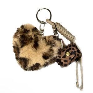 Faux Fur Leopard Print Bag Charm/ Keychain